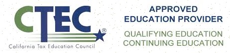 logo: CTEC California Tax Education Council. Approved Education Provider. Qualifying Education. Continuing Education